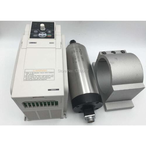 2.2KW 220V Air Cooled ER16 CNC Spindle Motor 4 Bearings & 3.7KW VFD Inverter & 80mm Mounted Bracket for CNC Engraver Drilling