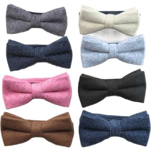 100% Wool Mens Bowtie 6cm Solid Bow Ties For Men Wedding Party Shirt Dress Accessories Christmas Gifts Gravata Cravate