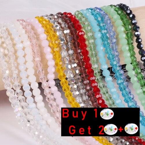 Buy 1 and get 1 free total 200pcs Colorful 4mm Bicone Crystal Faceted Glass Beads Loose Spacer Beads bracelet Jewelry Making DIY