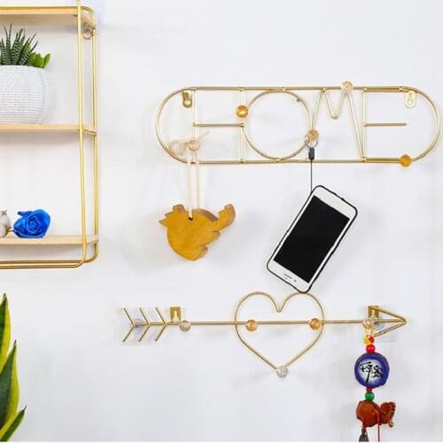 Metal Wrought Iron Creative Golden Hook Rack Door On The Wall Multifunctional Coat Rack Decoration Row Hook Gold Hanger