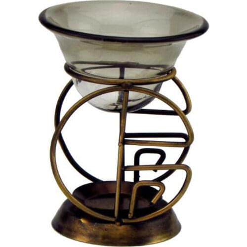 Iron Ctafts Art Home Decor Retro Iron Rack Aroma Burner with Glass Essential Oil Furnance Indoor Living Room Scented Burner