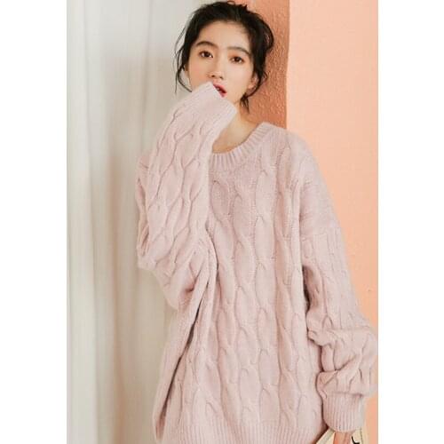 Trendy Winter Women Knitted Sweater Casual Female Loose Fit O-neck Pullovers Korean Style Cashmere Knit Tops Ladies Knitwear