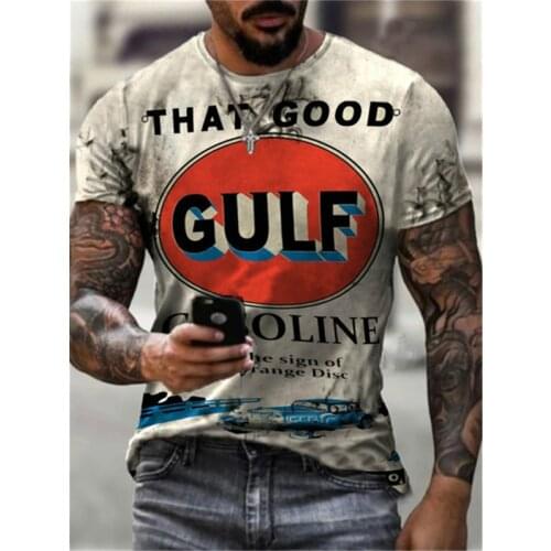 2021 Mens Summer New Gulf 3d Tees Round Neck Short Sleeve Loose Personality T-shirt Printed Pattern Casual Short T shirt Tops