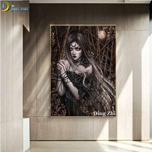 5D Diy Diamond Painting Full Square Round Drill Mosaic Abstract Landscape Vampire Witch Rhinestone Embroidery Cross Stitch Kit