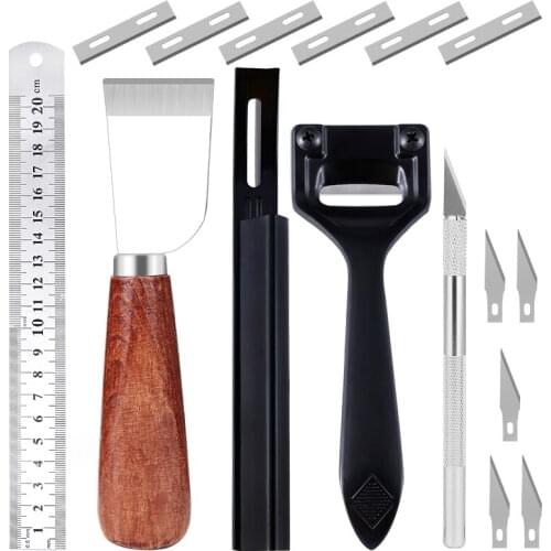 MIUSIE DIY Leather Cutting Knife Tool Set Safety Hand Tools Sculpture Knife And Thinning Knife Shovel For Leather Cutting