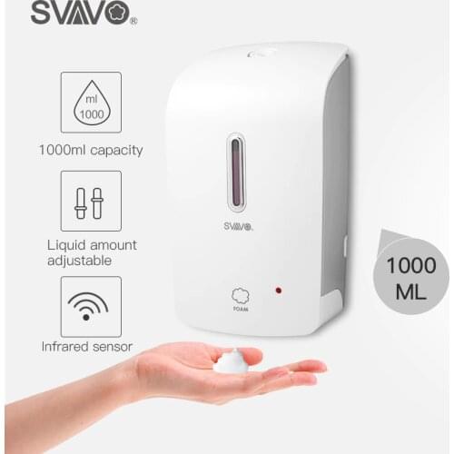 SVAVO 1000ml Automatic Foam Soap Dispenser Wall Mounted Infrared Smart Sensor Bathroom KitchenShower Shampoo Foam Soap Dispenser