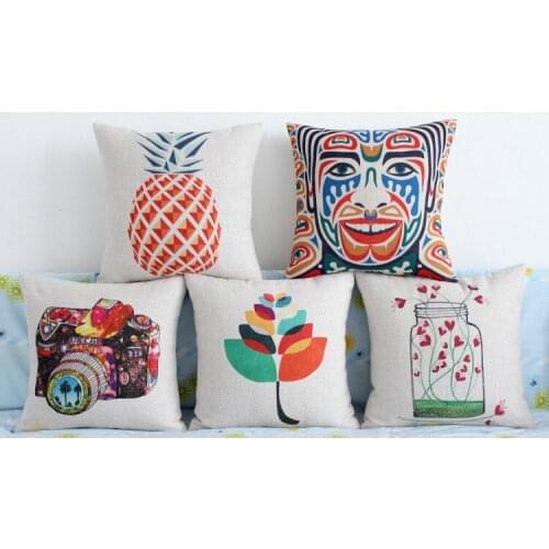 Camera pillow cover, Cartoon Pineapple camera Painted mask throw pillow case pillowcase