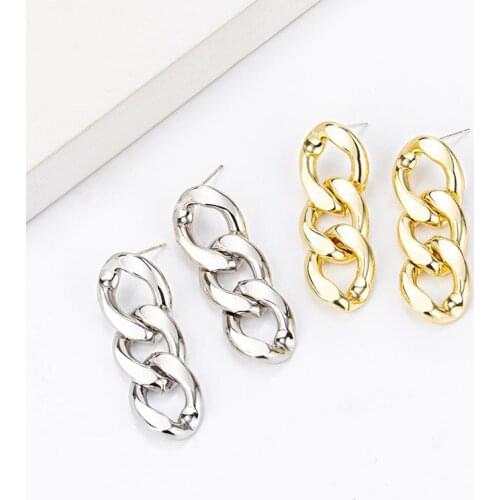 New Vintage Gold Silver Color Link Chain Earrings For Women Boho Geometric Simple Long Tassel Drop Earring 2020 kolczyki Jewelry