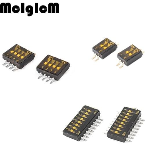 5pcs/lot Slide Type SMT SMD Dip Switch, 1.27 mm Pitch 2 Row 4 Pin 2 Position / 8 pin 4 Position / 16 pin 8 Position
