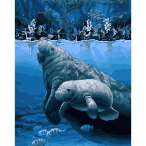 MaHuaf-j549 Undersea animal world painting coloring by numbers new arrival unique gift digital oil painting for living room