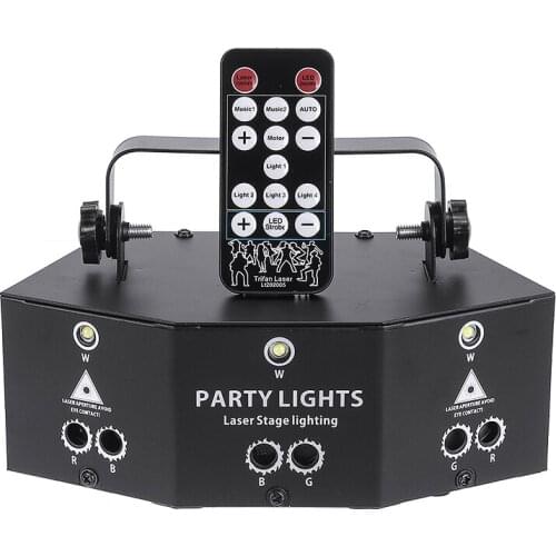 RGB LED Strobe DJ Light Party Laser Projector Stage Light Remote 9-eye DMX Scan Projector Red Blue Green Lamp For Party Effect