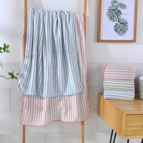 Super Soft Water Ripple Striped Coral Fleece Washcloth Swimwear Shower Bath Towel Swimming Drying for Baby Children 70x140cm