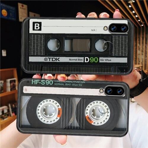 Vintage Cassette tape retro style Phone case For Huawei P Mate P10 P20 P30 P40 10 20 Smart Z Pro Lite 2019 Frosted black 3D