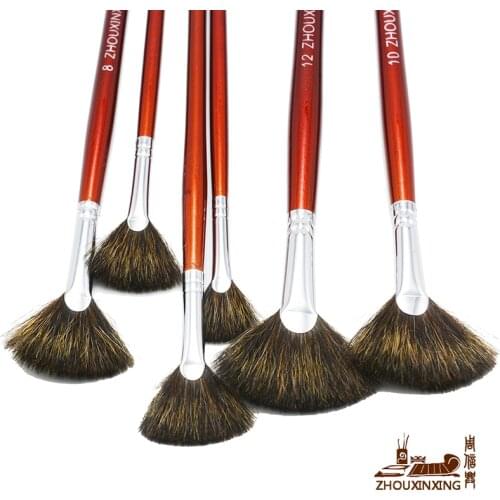 High-grade mink 6 pcs/set fish tail fan shape Watercolor gouache acrylic painting pen artist oil painting brushes art supplies