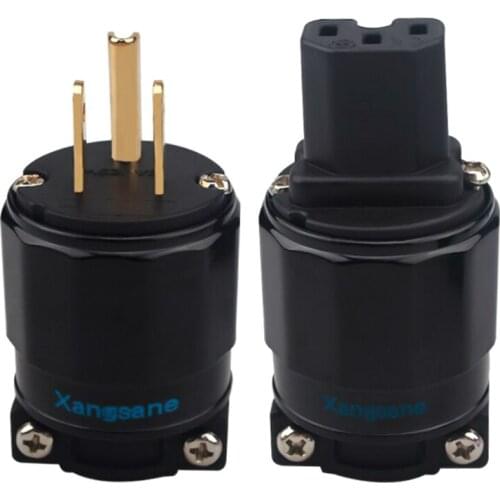 High-end Red Copper Audio Power Plug EU / US Version 24K Gold Plated IEC Connector HiFi Audio Power Cable Accessories