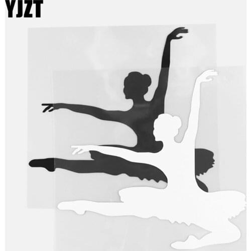 YJZT 18.0×17.2CM Vinyl Personality Decoration Gymnastics Ballet Dancer Creative Car Sticker Black/Silver 20A-0211
