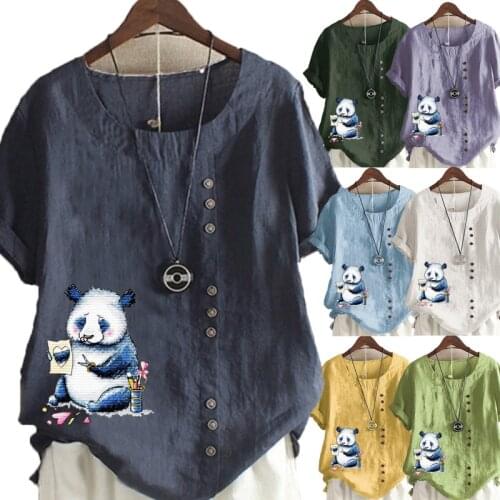 New Women Clothing Fashion Printing Graphic Tee Short Sleeve Round Neck Pullovers Summer Shirt Loose Casual Shirt Plus Size Tops