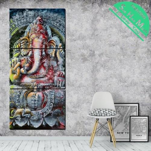 3 Pieces Golden Shinning Buddha Tradition HD Printed Canvas Painting Pictures for Home Decoration Wall Art Living Room Poster