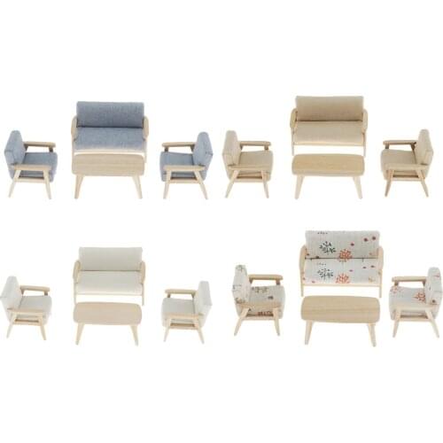 1/12 Scale Doll House Mini Sofa Living Room Furniture Coffee Table Home Decor