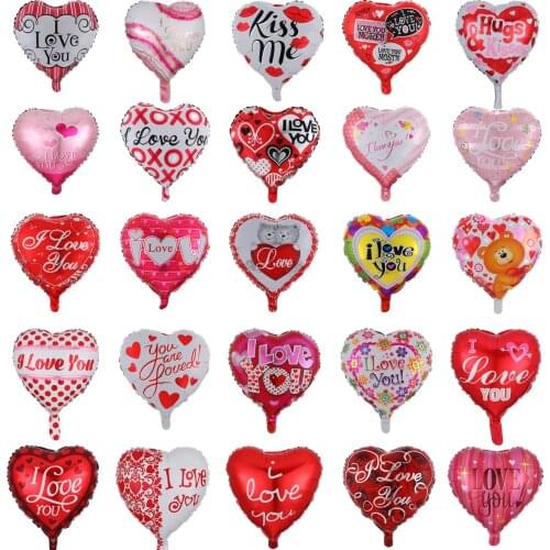 10pcs/lot 18inch heart balloons wedding Valentines Days i love you Aluminium foil helium globos wedding decor globo balloons