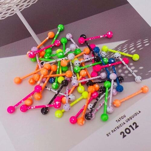 10pc/lot Lacquered tongue nails breast ring ear bone nails snowflake barbell tongue ring long rod ear bone nails