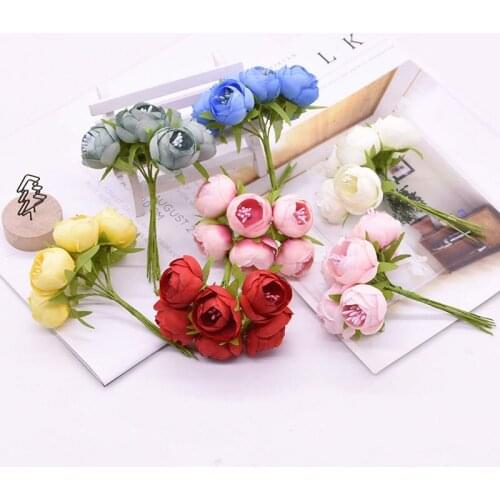 12cm Rose Silk Peony Artificial Flowers Bouquet 1 Bouquet 6 Heads Cheap Fake Flowers for Home Garden Wedding Party Decoration