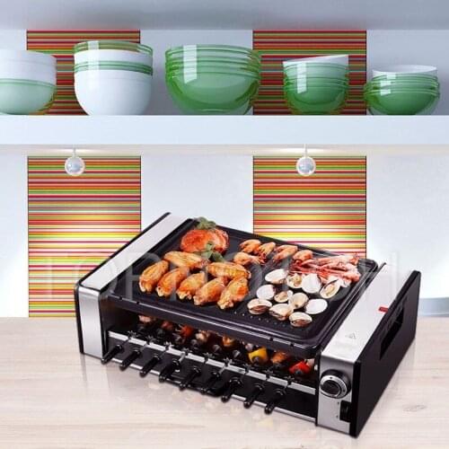 220V Household Barbecue Machine Automatic Rotating Barbecue Grill Skewers Machine Household Smoke-Free Non-Stick Barbecue Rack