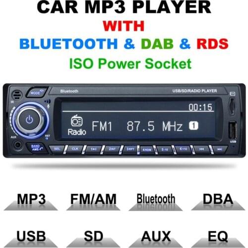 3101 1 Din Car Radio Bluetooth DAB+ RDS MP3 Player AM/WMA LCD Screen FM USB SD Card Machine Hands-Free Digital Audio ISO