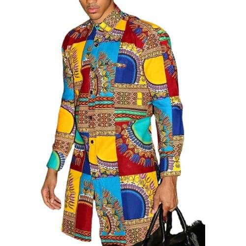 African Clothes Men Summer Fashion Style 2021 New Arrival African Men Long Sleeve Printing Dashiki Plus Size Shirts M-4XL
