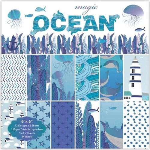 24pcs 6 Inch Ocean Style DIY Album Scrapbook Craft Paper Scrapbooking Packs Paper Origami Art Background Pads Paper Card Making