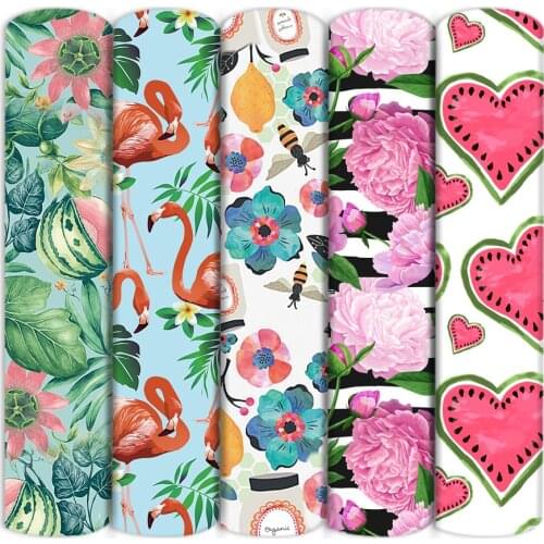 Watermelon Flamingo Polyester Cotton/4 way Stretch Fabric Patchwork Sewing Kid HomeTextile Cloth Quilting Dress Curtain,1Yc16930