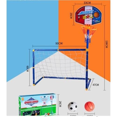 90cm*136cm 2 in 1 Basketball Football Outdoor Indoor Game Fun Toys Stands Sports Toys for Kids Children for Children Sports