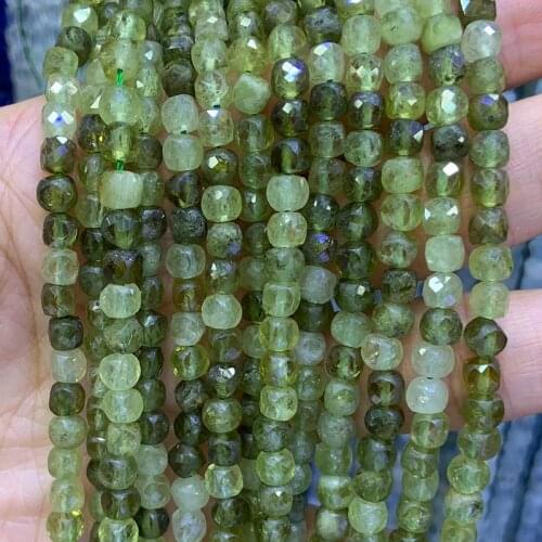 4-5mm Natural Aquamarines Garnet Apatite Terahertz Beads Faceted Cube DIY Loose Beads For Jewelry Making Women Beads Bracelet