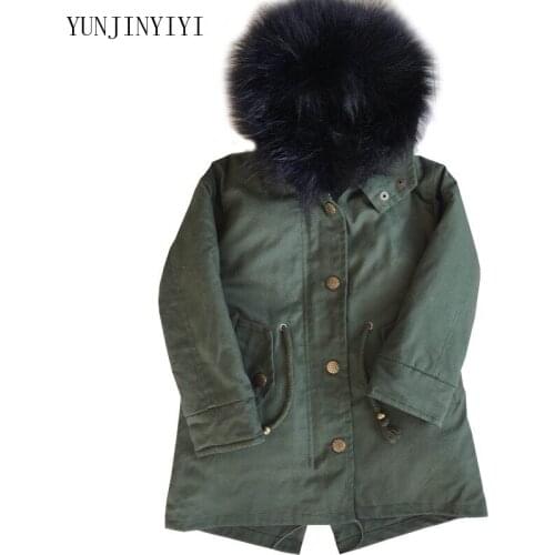 Childrens fashion Korean version of the imitation fur hair collar fur hat thick coat fox fur long windbreaker coat