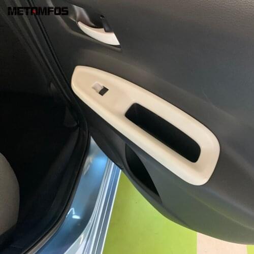 For Honda Jazz 2020 2021 Carbon Fiber Window Lift Switch Cover Trim Inside Armrest Frame Decoration Accessories Car Styling