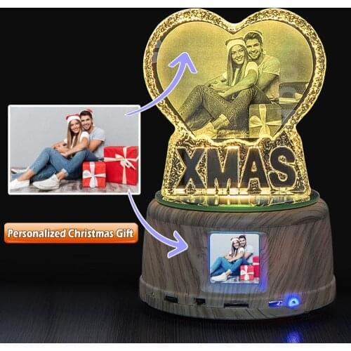 Dropshipping Personality Crystal Night Light Customized Photo Bluetooth Speaker Christmas Xmas Gift Custom Picture Lamp Gifts