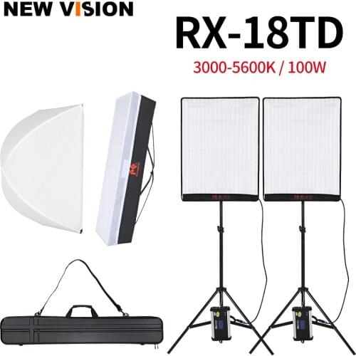 Falcon Eyes 2pcs 100W 504pcs Flexible LED Photo Video Light Portable LED Photo Light RX-18TD with Diffuser + Outdoor Carry Bag
