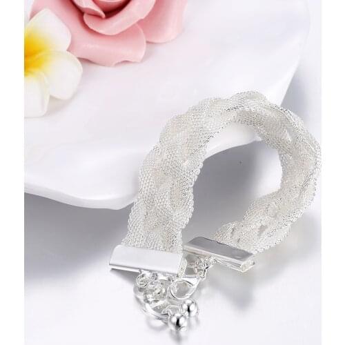 Hot 925 Silver Bracelets for women popular net Reticulated chain Wedding party Christmas Gifts high quality Fashion Jewelry
