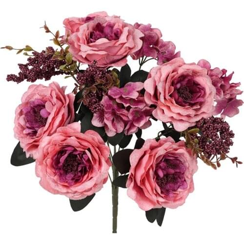 Peony Artificial Flower High-End Elegant Fabric Bouquet Living Room Fake Flower Decorative Flowers Indoor Dining