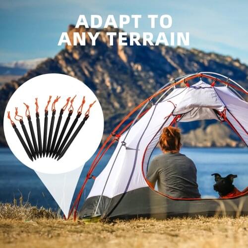 10pcs 18cm Tent Peg Nail Aluminium Stake with Rope Camping Equipment Outdoor Traveling Tent Building Sand Ground Accessories