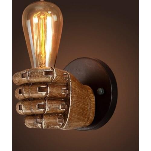 Creative decorative wall lamp Vintage wall personality industrial wind Restaurant Bar Cafe fist resin bedroom bedside v