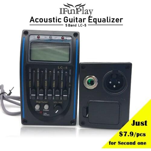 LC-5 5 Band Acoustic Guitar Preamp Guitarra EQ Pickup with LCD Tuner Violao Piezo Pickup Drop shipping