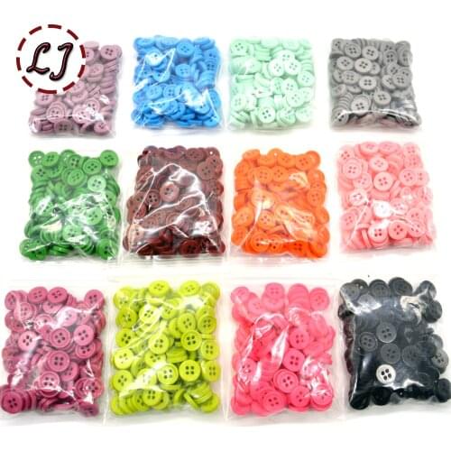 100pcs/lot small Resin Button Round Four Holes 12mm sew on button scrapbooking for child cloth Candy colors handmade DIY access