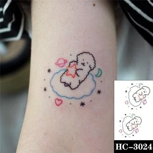 Cute Sheet Puppy Starry Sky Waterproof Cartoon Pattern Temporary Tattoo Stickers Kid Women Arm Waist Fake Tatoos Body Art Decal