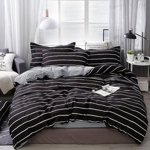 Fashion Black Stripe Bedding Set Comforter Teens Bedclothes Sheet 3/4pcs Kid Adults Skin-friendly Duvet Cover Set Pillowcase