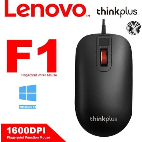 Lenovo ThinkPlus Fingerprint Mouse F1 Support Microsoft RS4 Certification Authentication with 1600DPI for Only Windows 10