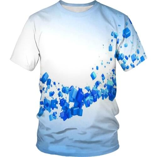 2021 summer new style mini colorful 3D printing pattern mens short-sleeved street alley wear casual trend T-shirt