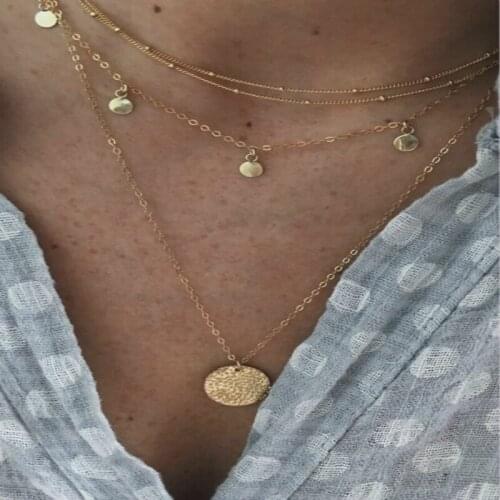 The New Fashion Necklace Selling Jewelry Wholesale Womens Multi-layer Wafer Necklace Combination