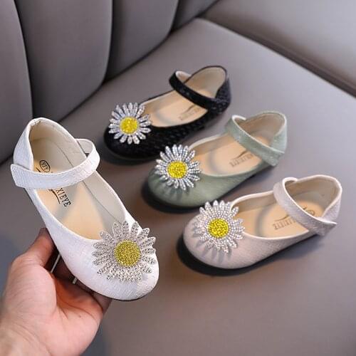 Autumn Soft-soled Baby Girls Princess Shoes Flowers Kids Toddler Shoes Children Flat Single Shoes Chaussure Fille White Green