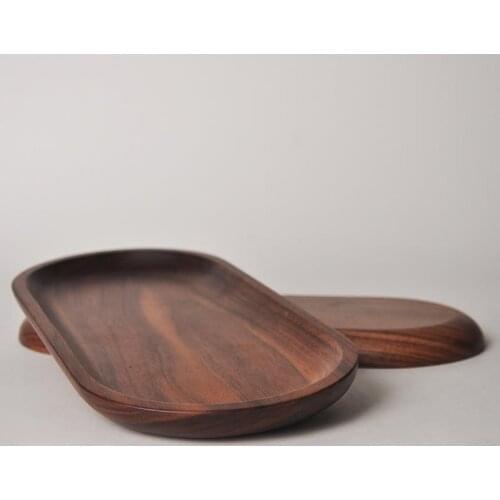 Oval Wood Plate Solid Wood Tray Snack Tray Black Walnut Plate